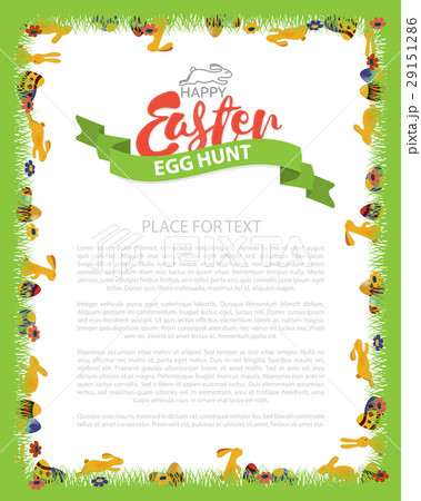Easter Egg Hunt Invitation Flyer Design with Bunny 29151286
