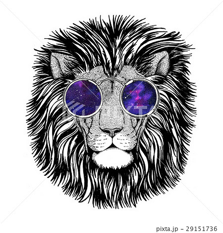 Wild Hipster Lion Image For Tattoo Logo Emblemのイラスト素材