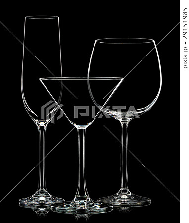 Silhouette of different glasses on black Silhouette of different glasses on black 29151985