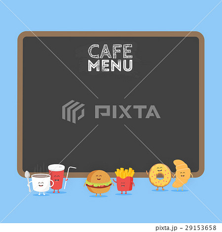 Funny cute fast food burger, soda, french fries 29153658