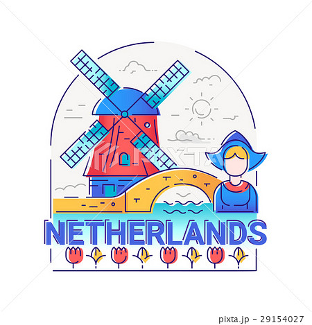 Netherlands - modern vector line travel Netherlands - modern vector line travel 29154027