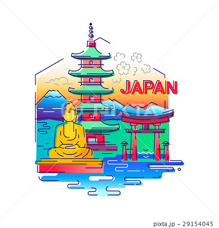 Japan- modern vector line travel illustration Japan- modern vector line travel illustration 29154045