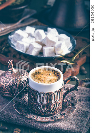 Traditional turkish coffee with turkish delight 29154950