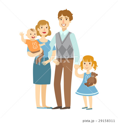 mother little daughter Father, Mother, Baby Boy And Little Daughterのイラスト素材 [29158311] - PIXTA