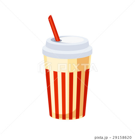 Soft Drink In Paper Cup With Straw, Street Fast Soft Drink In Paper Cup With Straw, Street Fast 29158620