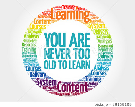 You Are Never Too Old to Learn circle word cloud 29159109