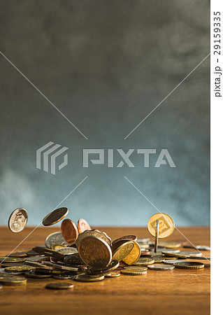 The silver and golden coins and falling coins on 29159335