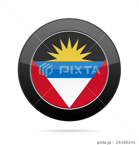 Flag of Antigua and Barbuda. Black round button.
