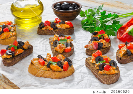 delicious tapas with pieces of mackerel fish delicious tapas with pieces of mackerel fish 29160626