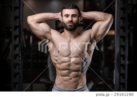 Handsome fitness model train in gym gain muscle 29161290