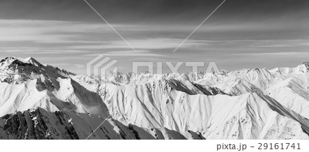 Black and white panorama of snow winter mountain Black and white panorama of snow winter mountain 29161741