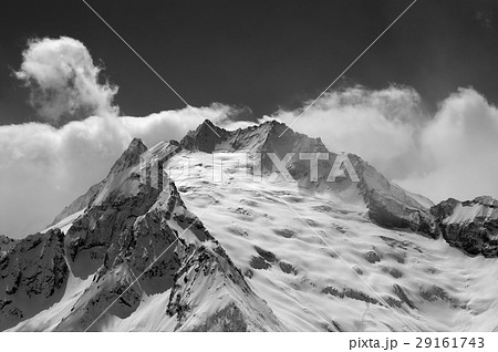 Black and white view on mountain glacier with snow 29161743