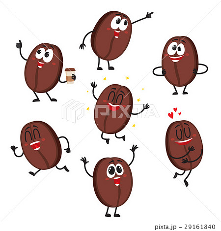 Funny coffee bean characters with human face 29161840