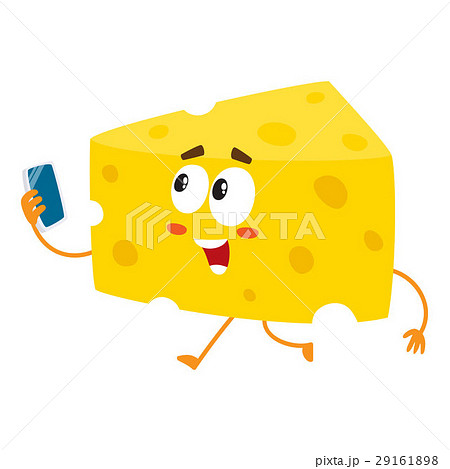 Cute and funny cheese chunk character holding Cute and funny cheese chunk character holding 29161898