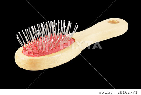 Hair brush isolated on black background 29162771