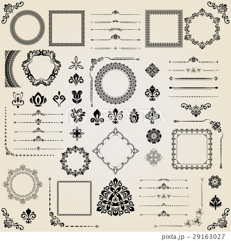 Vintage Set of Vector Horizontal, Square and Round 29163027