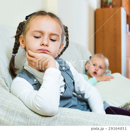 Portrait of two little miserable girls having conflict Portrait of two little miserable girls having conflict 29164851