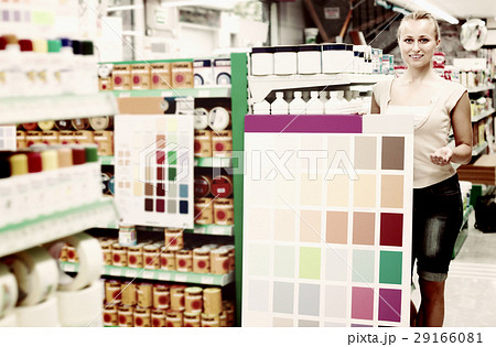 woman customer in housewares hypermarket. woman customer in housewares hypermarket. 29166081
