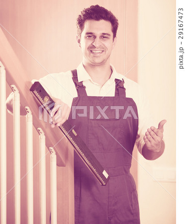 Successful specialist building stairway in new house Successful specialist building stairway in new house 29167473