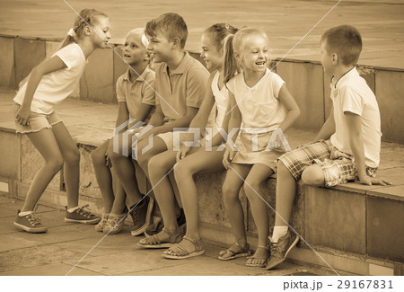 portrait of children spending time outside and playing charades portrait of children spending time outside and playing charades 29167831