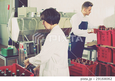 worker bottling wine worker bottling wine 29168062