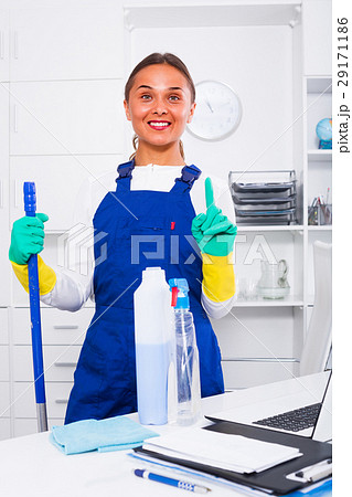 female cleaner with duster female cleaner with duster 29171186