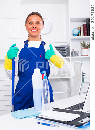 female cleaner with duster female cleaner with duster 29171689