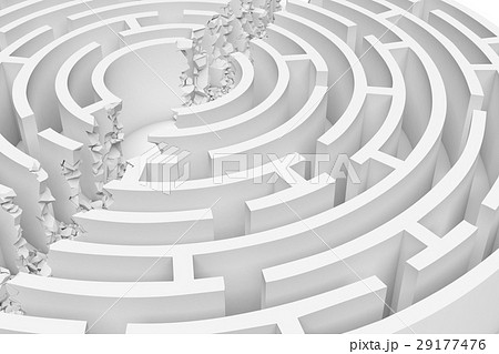 3d rendering of a white round maze with its walls 29177476