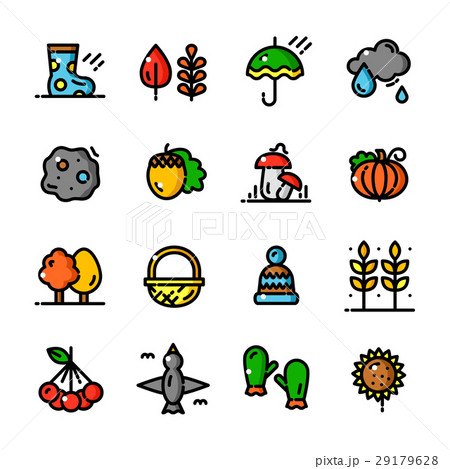Thin line Autumn icons set, vector illustration 29179628