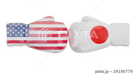 Boxing gloves with USA and Japan flags 29180779