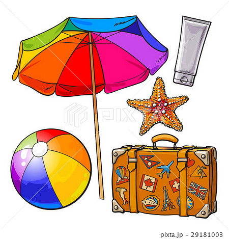 Summer time vacation attributes - umbrella Summer time vacation attributes - umbrella 29181003