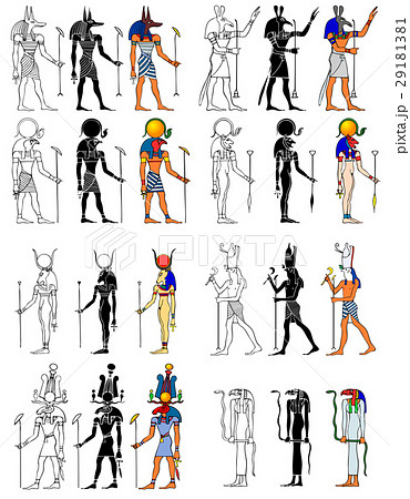 Gods And Goddness Of Ancient Egyptのイラスト素材