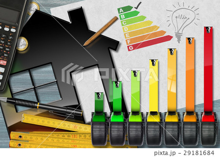 Energy Efficiency Rating with Calculator and House Energy Efficiency Rating with Calculator and House 29181684