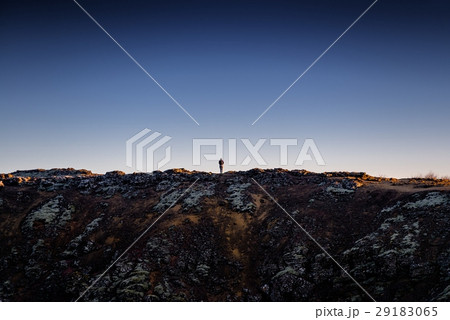 Landscape with mountains and small man Landscape with mountains and small man 29183065