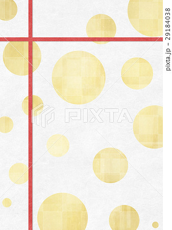 白和紙に水玉模様の金 赤線のイラスト素材