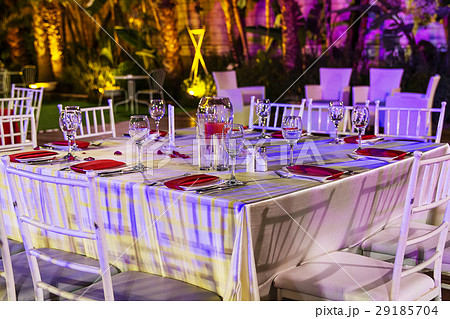 Festively decorated table . Festively decorated table . 29185704