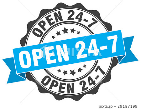 open 24 7 stamp. sign. seal 29187199