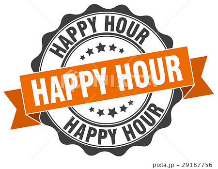 happy hour stamp. sign. seal 29187756