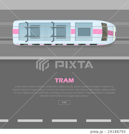 Tramway on Road Conceptual Flat Vector Web Banner 29188793