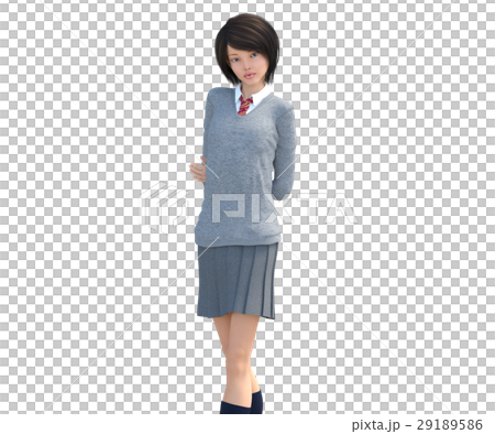 Female college student who poses posing 3DCG illustration material 29189586