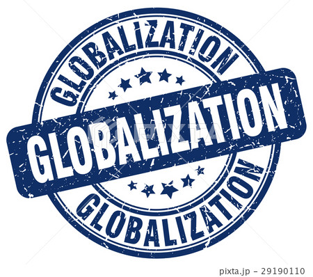 globalization blue grunge stamp 29190110