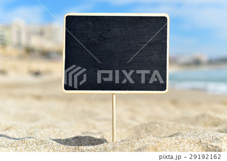 blank black signboard on the beach blank black signboard on the beach 29192162