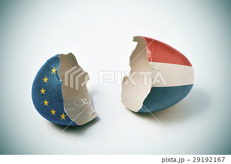cracked egg with the European and the Dutch flags cracked egg with the European and the Dutch flags 29192167