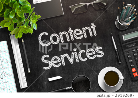 Content Services Concept on Black Chalkboard. 3D 29192697