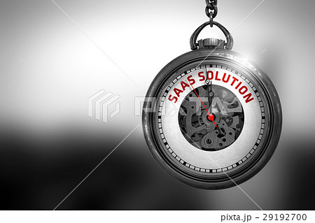 SaaS Solution on Vintage Pocket Clock Face. 3D 29192700