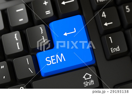 Sem CloseUp of Blue Keyboard Key. 3d. 29193138