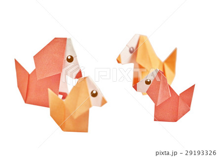 折り紙の犬の家族のイラスト素材