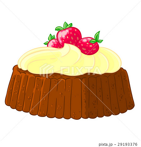 Cartoon icon of a cupcake with lemon meringue and 29193376