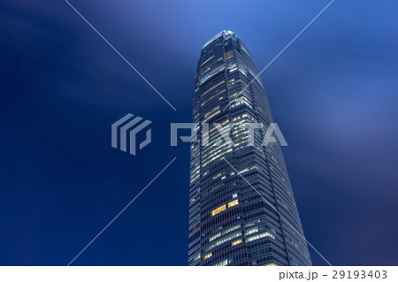 Hong Kong landmark office building at night 29193403