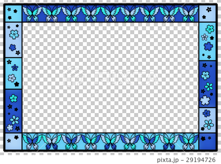 藍色和淺藍色蝴蝶彩繪玻璃框 29194726